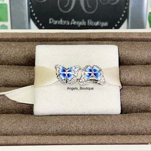 New Pandora Blue Butterfly Sparkling Charm (2 ea)